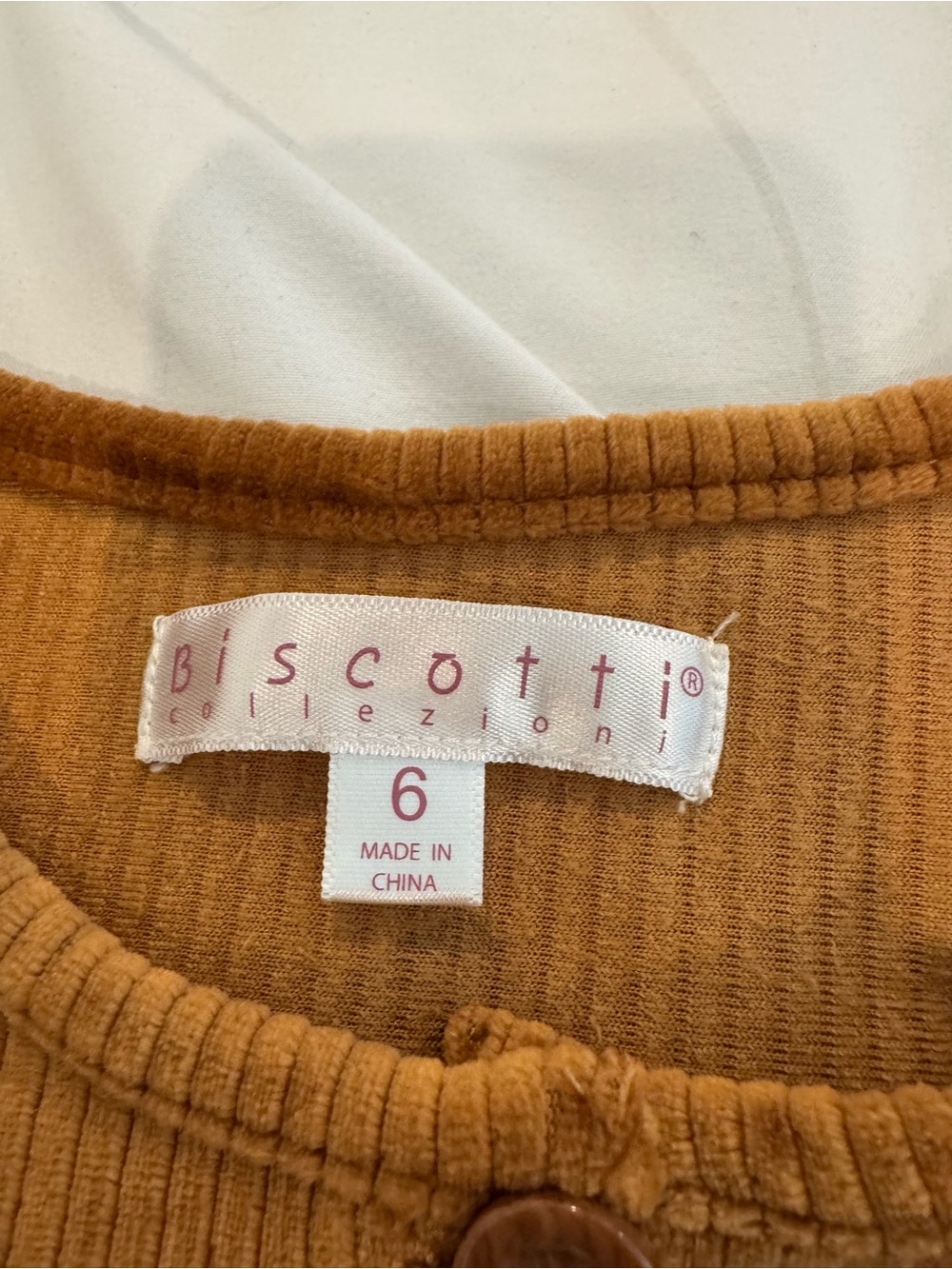 Kids 6T Biscotti Collezioni Brown Corduroy Tiered Button-Front Dress Kids Size 6 - Picture 7 of 9